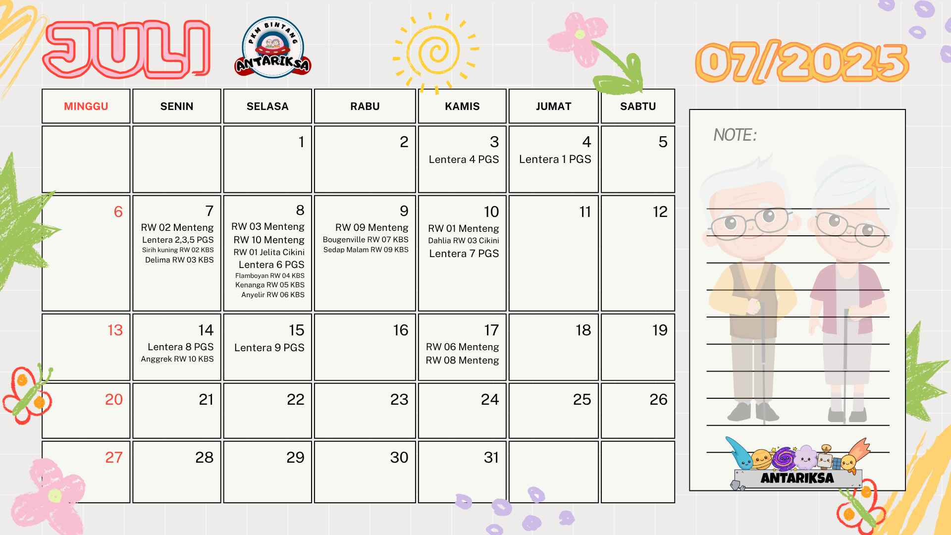 Kalender Juli