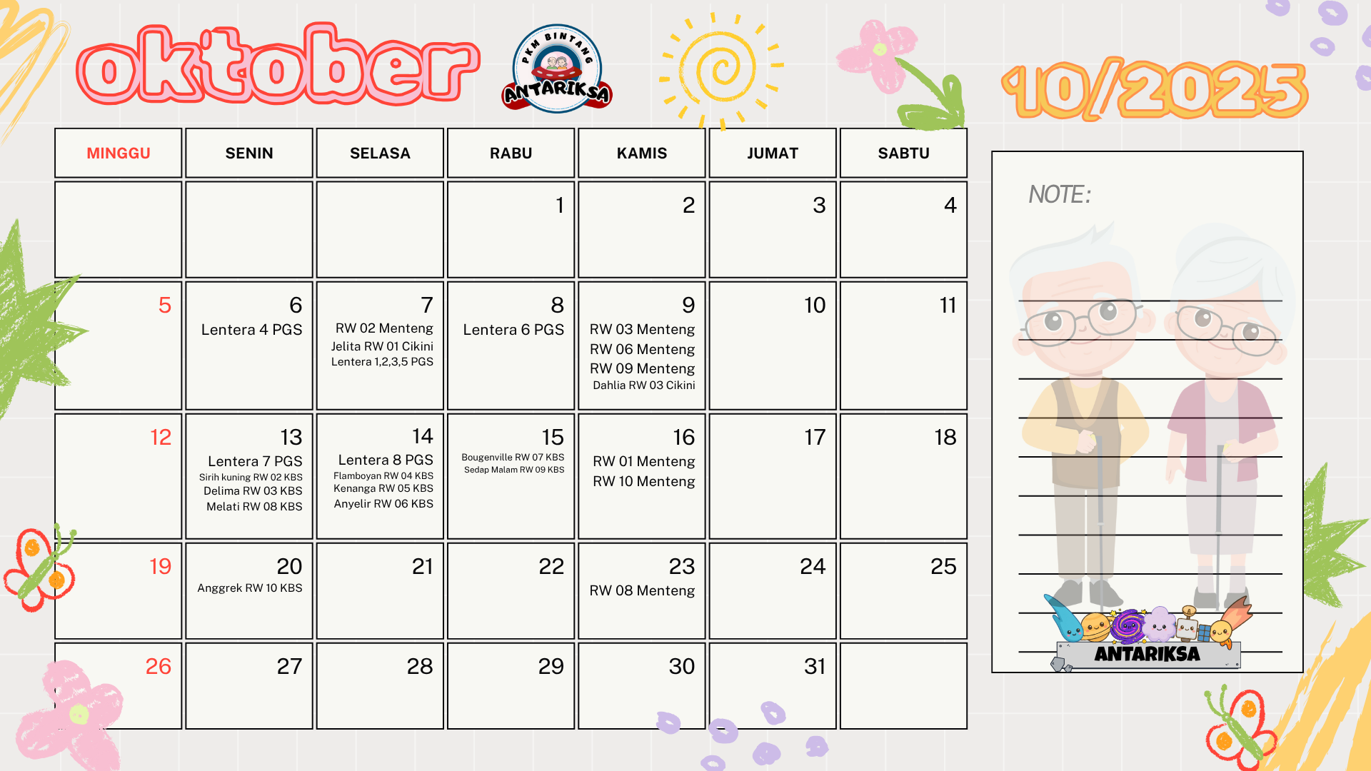 Kalender Oktober